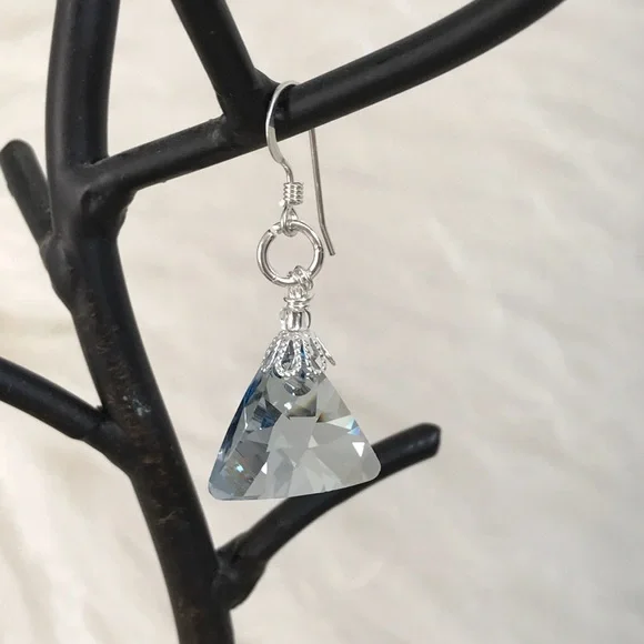 Handmade Custom designed Swarovski Sterling earrings One of a Kind Handcrafted